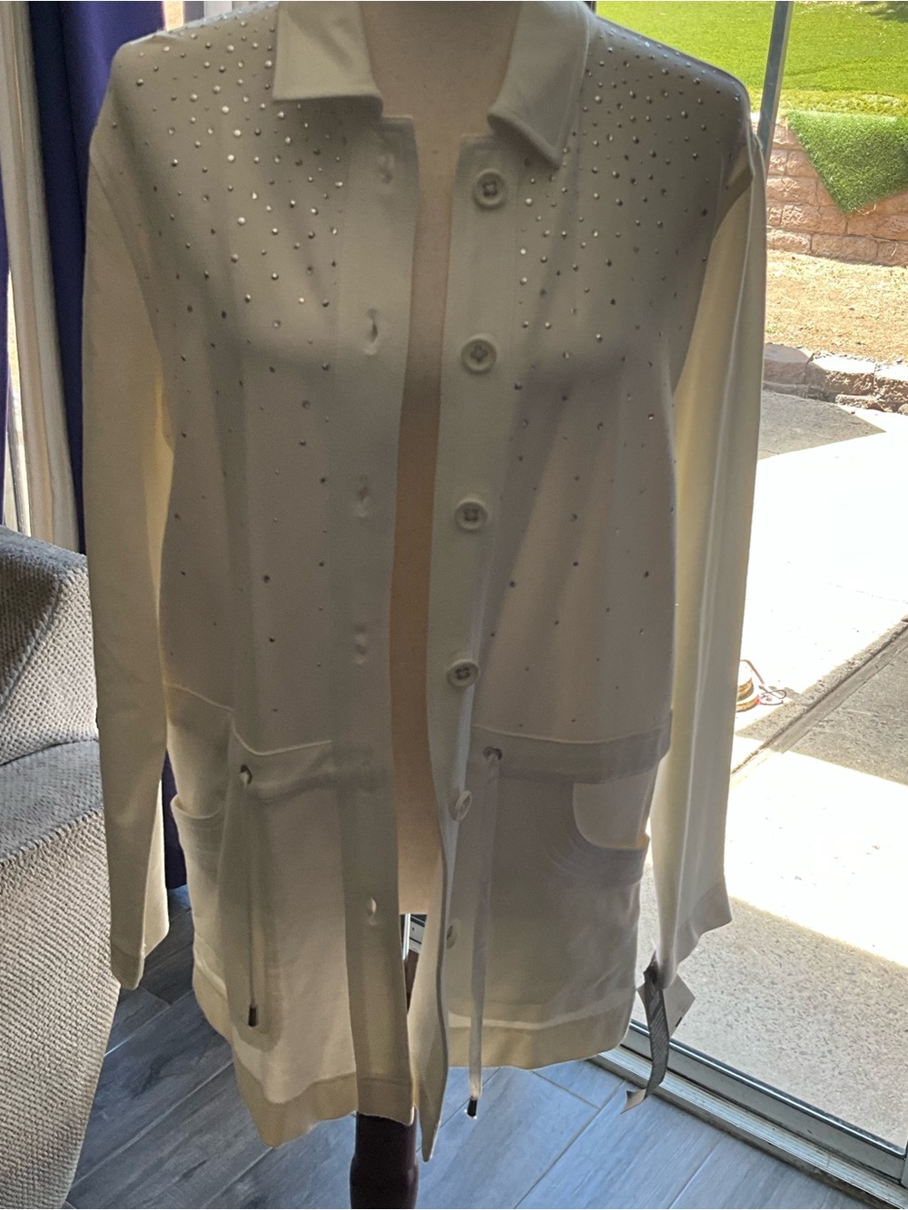 Christine Alexander Ivory Embellished Button-Front Jacket